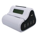 ABRE CARTAS MULTIPUERTO USB 2.0 RELOJ CON ALARMA BLANCO