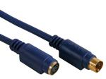 CABLE VIDEO SVHS MACHO  SVHS HEMBRA BAADO EN ORO CONECTORES DORADOS  5 m