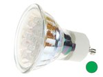 BOMBILLA CON LEDs CASQUILLO GU10 COLOR VERDE 240Vac 1W