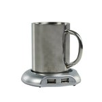 CALIENTA TAZAS CON MULTIPUERTO 4x USB GRIS