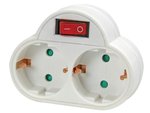 BASE MULTIPLE CON INTERRUPTOR LADRON REGLETA 2 TOMAS CON TOMA DE TIERRA LATERAL