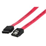 CABLE DATOS SATA PLANO CON CLIP MACHO  MACHO 50cm ROJO