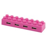 CONCENTRADOR HUB 4 PUERTOS USB 2.0 FORMA DE BLOQUE ROSA