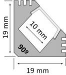 PERFIL ALUMINIO TIRA LEDs 90 TECHO Y SUELO SOPHIA 1m