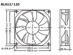 VENTILADOR 12VDC COJINETE LISO 120 x 120 x 25 mm 2000rpm