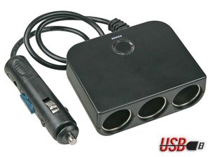 CONECTOR LADRON PARA MECHERO CON CABLE  MACHO  3 x TRIPLE  1 SALIDA USB