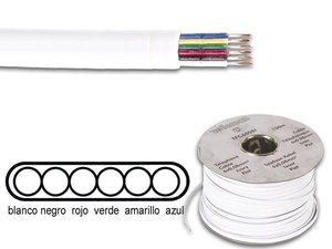 ROLLO BOBINA DE CABLE TELEFONICO 6 x 008mm BLANCO PLANO  100m