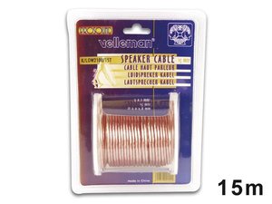 CABLE PARALELO TRANSPARENTE ALTAVOZ 2x1mm  15m 