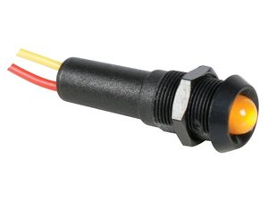 PILOTO CON LED 12V AMARILLO INTERMITENTE  CAJA NEGRA CABLES