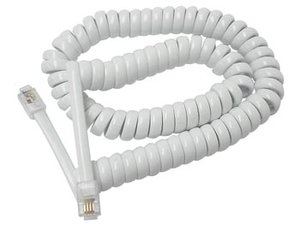 CABLE PARA AURICULAR DE TELEFONO EN ESPIRAL RIIZADO BLANCO 3 m