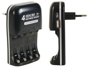 CARGADOR RAPIDO PARA PILAS NI MH 4 HORAS  SALIDA USB 5Vdc