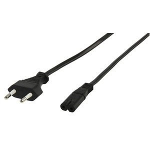 CABLE DE ALIMENTACION EUROPEO 2 PINES 18m NEGRO