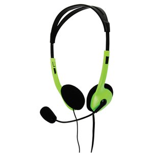 AURICULARES ESTEREO DE DIADEMA MICROFONO CONTROL DE VOLUMEN JACK 35mm  VERDE