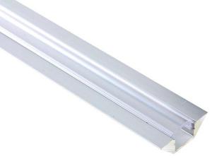 PERFIL DE ALUMINIO PARA CINTAS DE LEDs  ANGULO DE 45 DIFUSOR TRANSPARENTE  2m