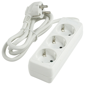 REGLETA 3 TOMAS BASE MULTIPLE SCHUKO 1.5 m BLANCO