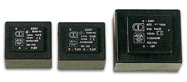 TRANSFORMADOR ENCAPSULADO 1.8VA 2 x 15V  2 x 0.060A