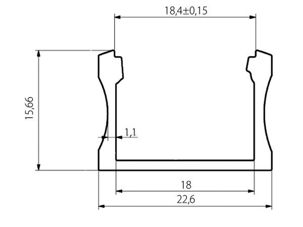 PERFIL DE ALUMINIO PARA CINTAS DE LEDs  PLANOANCHOALTURA  2m