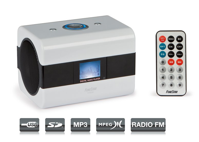 ALTAVOZ REPRODUCTOR PORTATIL BATERIA MANDO  SD  USB  AUX  RADIO FM  2x3W