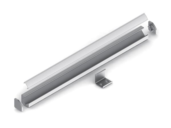 ALU45  PERFIL DE ALUMINIO PARA CINTAS DE LEDs  ANGULAR 45  PLATEADO  2m