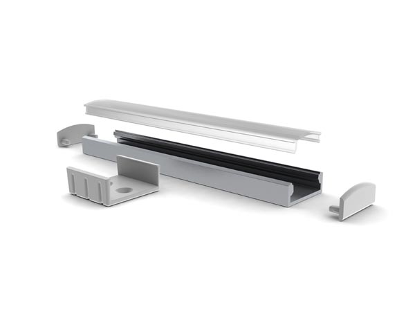 SLIMLINE ANCHO 8mm  PERFIL DE ALUMINIO PARA CINTAS DE LEDs  PLATEADO  2m