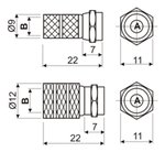 CONECTOR F MACHO CABLE ANTENA TDT TV COAXIAL 5C2V 7mm