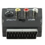 ADAPTADOR CONECTOR SCART 3xRCA SVHS INTERRUPTOR INOUT