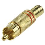 CONECTOR RCA ROJO NEGRO METAL BAADO EN ORO PROTECTOR