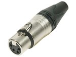 CONECTOR NEUTRIK DE METAL METALICO XLR HEMBRA CABLE 4 PIN PLATEADOS