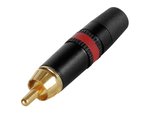 CONECTOR NEUTRIK RCA PHONO DORADO CON ANILLO COLOR ROJO