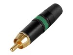 CONECTOR NEUTRIK RCA PHONO DORADO CON ANILLO COLOR VERDE