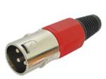 CONECTOR XLR MACHO 3 CONTACTOS NIQUELADO ROJO