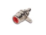 CONECTOR HEMBRILLA RCA HEMBRA NIQUELADA COLOR ROJO ROJA PASO 6 mm