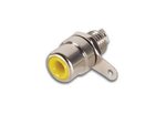 CONECTOR HEMBRILLA RCA HEMBRA NIQUEL COLOR AMARILLO AMARILLA PASO 6mm