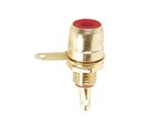 CONECTOR HEMBRILLA RCA HEMBRA DORADA COLOR ROJO ROJA PASO 6mm