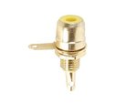 CONECTOR HEMBRILLA RCA HEMBRA DORADA COLOR AMARILO AMARILLA PASO 6mm