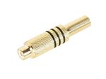 CONECTOR RCA HEMBRA DORADO PROTECTOR CABLE RESORTE 6mm