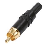 CONECTOR RCA MACHO CONTACTOS BAADOS ORO NEUTRIK NEGRO