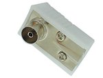 CONECTOR TV HEMBRA ACODADO 90 PLASTICO 95mm BLANCO