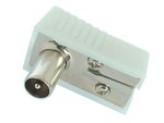 CONECTOR TV MACHO ACODADO 90 PLASTICO 95mm BLANCO