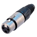 CONECTOR XLR 3P HEMBRA METAL NEGRO PLATA NEUTRIK