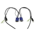 CONMUTADOR KVM DE 2 PUERTOS 2 CABLES 18m ORDENADOR