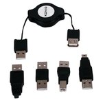 KIT CABLE RETRACTIL USB 20 CON 4 ADAPTADORES USB 12m