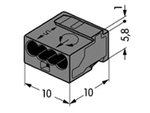 CONECTOR BORNE WAGO DE 4 CONDUCTORES 08mm 6A COLOR GRIS