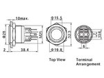 PULSADOR PLANO ACERO INOXIDABLE ANILLO BLANCO 25mm