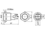 PULSADOR PLANO DE ACERO INOXIDABLE SPST CON ANILLO COLOR ROJO 19mm