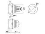 PULSADOR PLANO DE ACERO INOXIDABLE REDONDO SPST 1NO 48VDC 2A 19mm