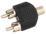 ADAPTADOR DE 1x RCA HEMBRA A 2x RCA MACHO CON CONEXIONES DORADAS