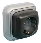 ENCHUFE BASE SCHUKO DE SUPERFICIE DISEO GRIS Y NEGRO