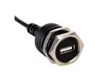 CONECTOR USB HEMBRA PARA CHASIS EMPOTRAR CABLE 30cm DIAMETRO 21 mm  5V  1A