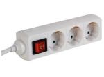 BASE MULTIPLE 3 TOMAS SCHUKO CON INTERRUPTOR DE CORTE BIPOLAR Y CABLE DE 15m